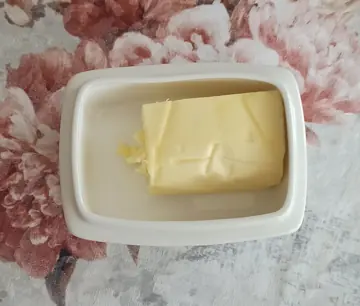 Butter in a butter dish.