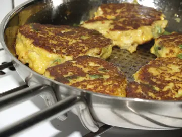 Danish fishcakes in the pan.