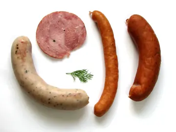 Several kinds of Polish kiełbasa.