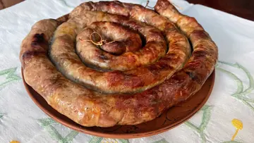 Oven-baked homemade kovbasa, Poltava region.