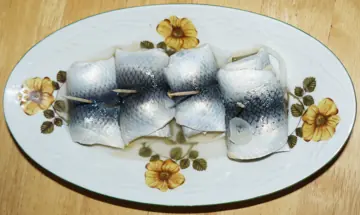 Pickled herring served in Poznań.