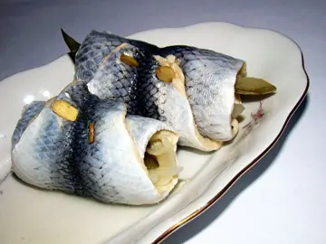 Rollmops with their skewers.